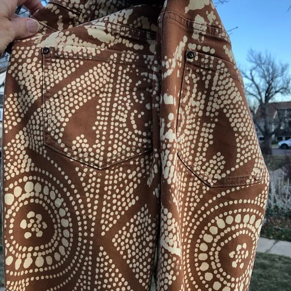 Free People Pumpkin Spice, Sexy Stretch Jeans with Exotic Print. - Picture 10 of 16